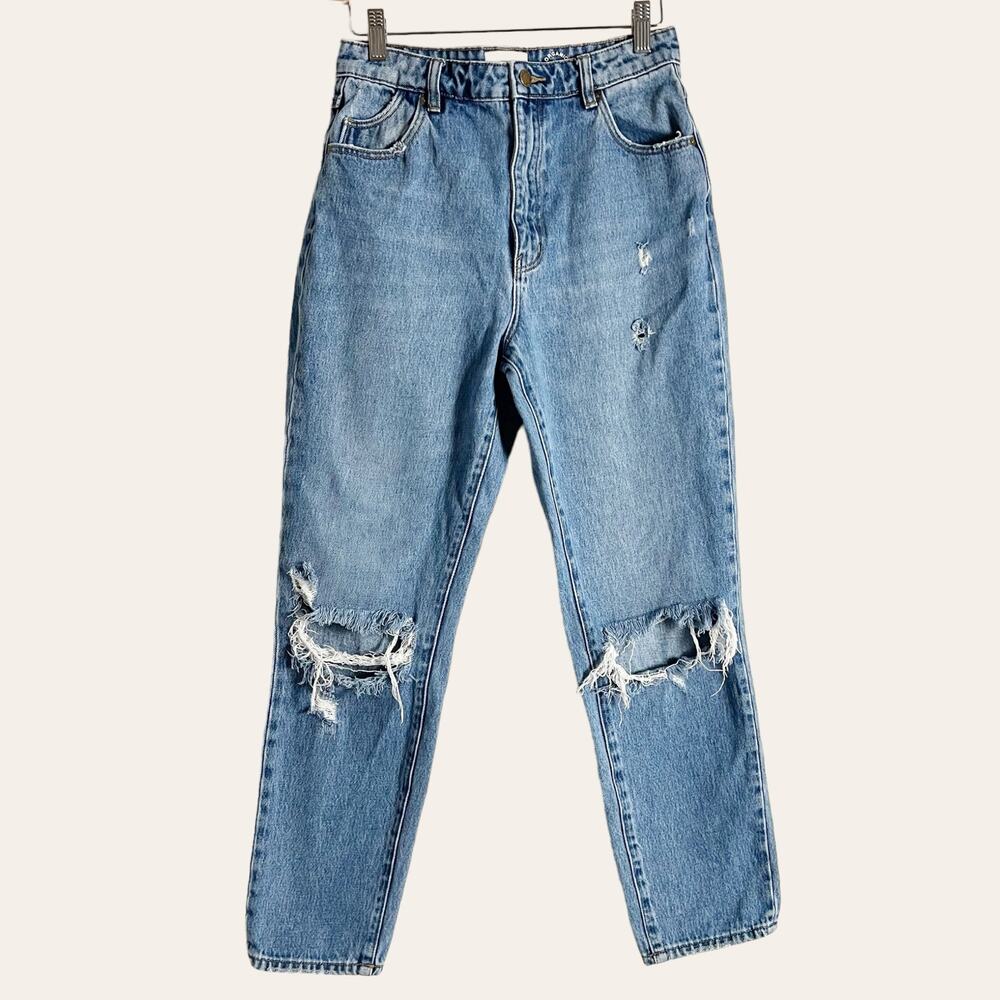 Rolla’s Dusters High Rise Slim Distressed Denim Blue Jeans Size 28